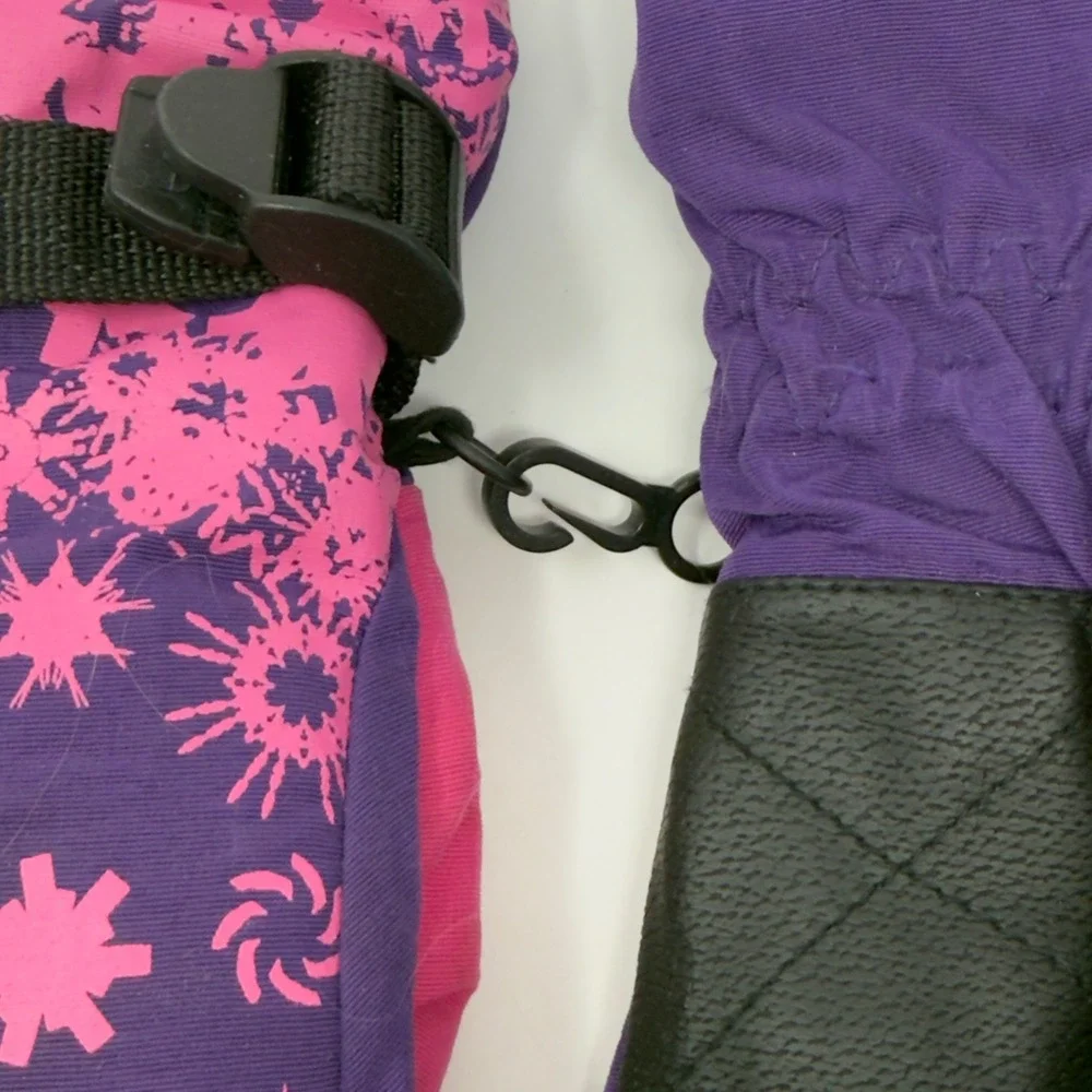 Girl's Purple Pink Snowflake 3M Thinsulate Insulated‎ Ski Gloves Size 7-16